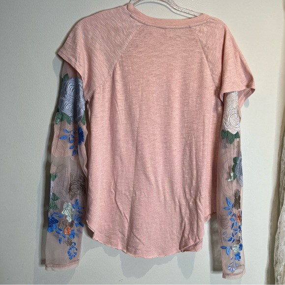 Free people Take Me Away embroidered Twofer Tee T Shirt top - Picture 6 of 7